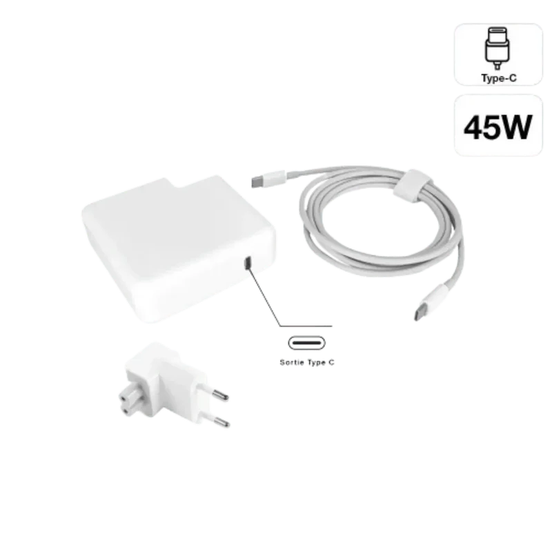 Chargeur pour Macbook, téléphones, tablettes 45W USB-C