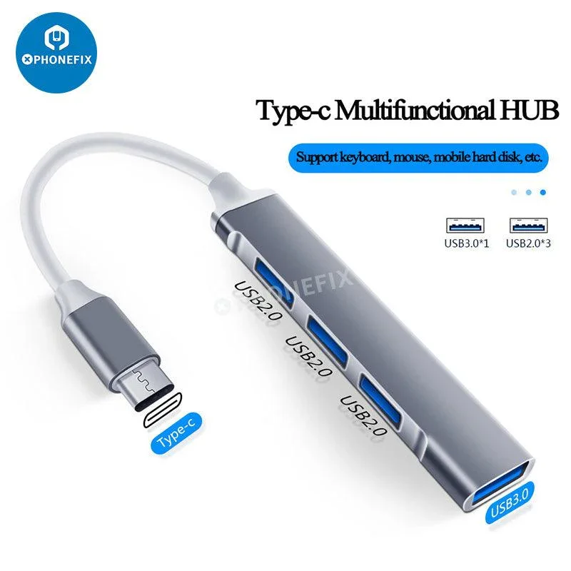 Hub USB 2 3/4/1 en 3.0 pour téléphone et PC, extension de port pour transfert de données rapide