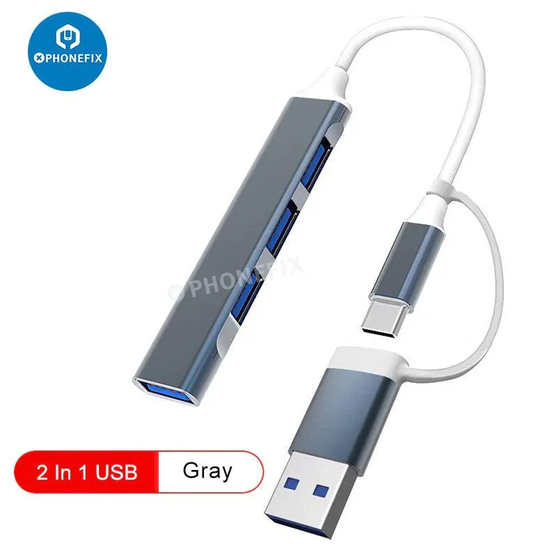 Hub USB 2 3/4/1 en 3.0 pour téléphone et PC, extension de port pour transfert de données rapide