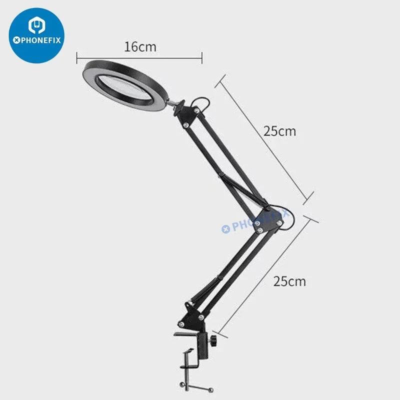 Loupe HD 3X avec support à clip en métal et lumière tricolore USB