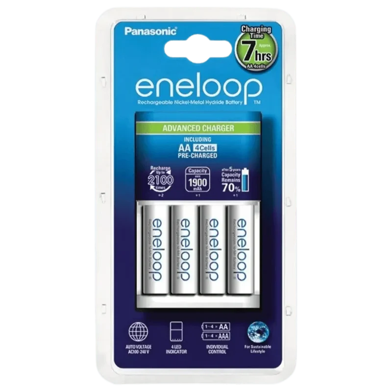Chargeur Panasonic Eneloop BK-3MCDE + 4 x AA 2000mAh