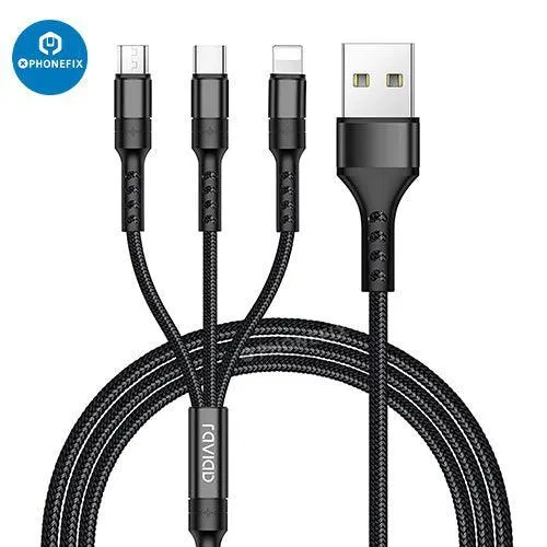 Câble de chargement 3 en 1 Apple Lightning Type-C Micro USB pour téléphone et tablette
