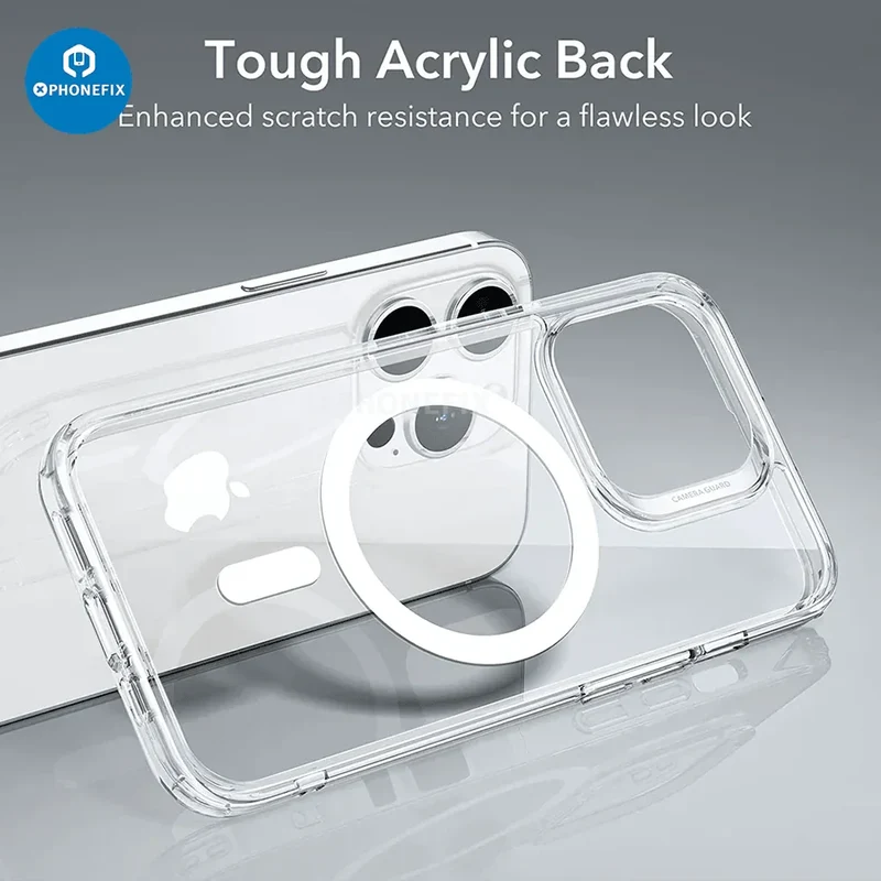 Coque Ultra Hybride pour iPhone 8-15promax, Coque Magnétique Classique Transparente