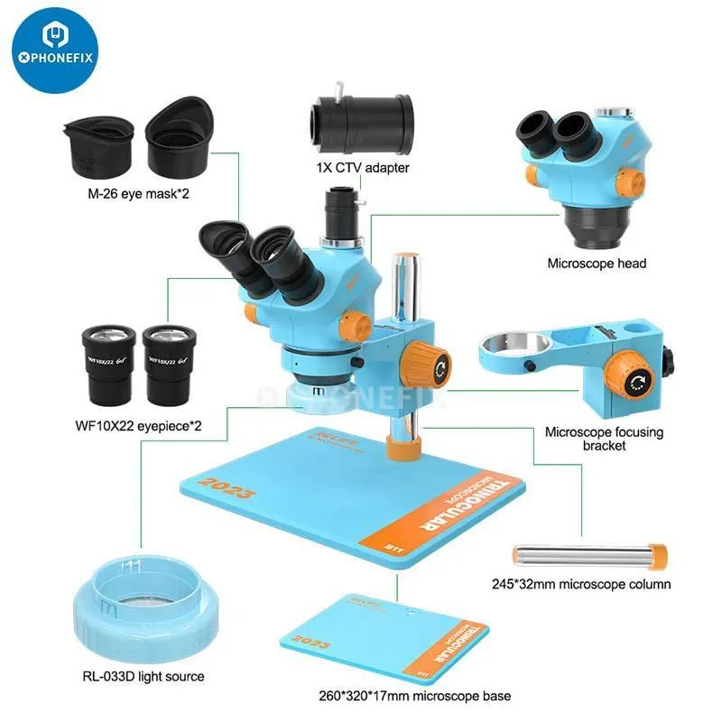 Microscope stéréo trinoculaire à zoom HD 5-11X Relife RL-M7T-B50