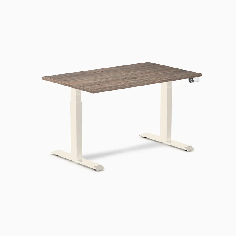 Desky Dual Melamine Sit Stand Desk 120cm Natural Walnut Desktop and Wheat Frame