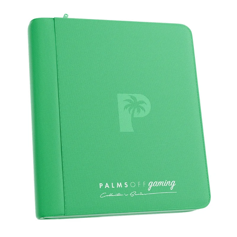 Palms Off Gaming Collector's Series 4 Pocket Card Loader TOP LOADER Zip Binder - CLEAR - GREEN