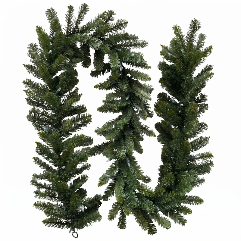 Christabelle 2.74m Highland Pine Christmas Garland Pre Lit Warm White LED Mantel Staircase Xmas Decoration Home