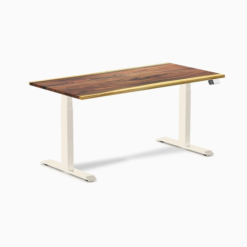 Desky Dual Hardwood Sit Stand Desk 150cm Saman Desktop and Wheat Frame
