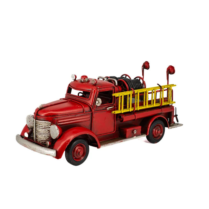 Boyle Metal Collectable Rustic Fire Truck Ornament Red Home Decor 31cm