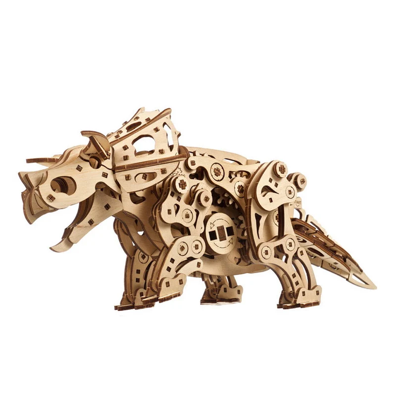 Ugears Triceratops Mechanical Wooden 3D Puzzle Model Kit