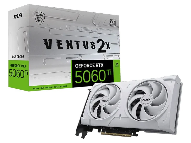 MSI GeForce GeForce RTX 5060 Ti 8G VENTUS 2X OC WHITE PLUS Graphics Card