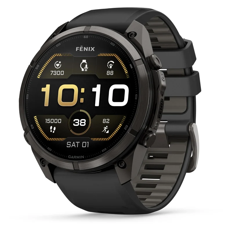 Garmin fenix 9 Pro 51mm Carbon Grey DLC Titanium with Black/Pebble Grey Silicone Band