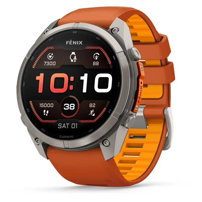 Garmin fenix 9 Pro 51mm Titanium with Autumn Orange/Spark Orange Silicone Band