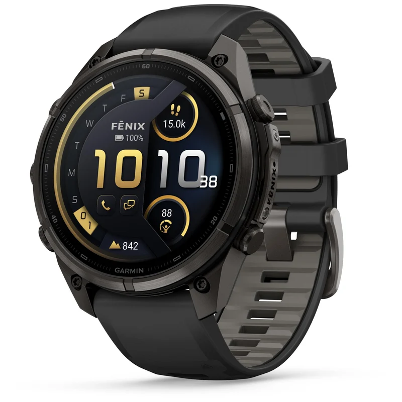 Garmin fenix 9 Pro InReach 47mm Carbon Grey DLC Titanium with Black/Pebble Grey Silicone Band