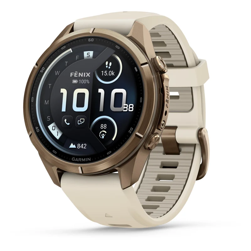 Garmin fenix 9 Pro InReach 43mm Autumn Gold Titanium with Cream/French Grey Silicone Band