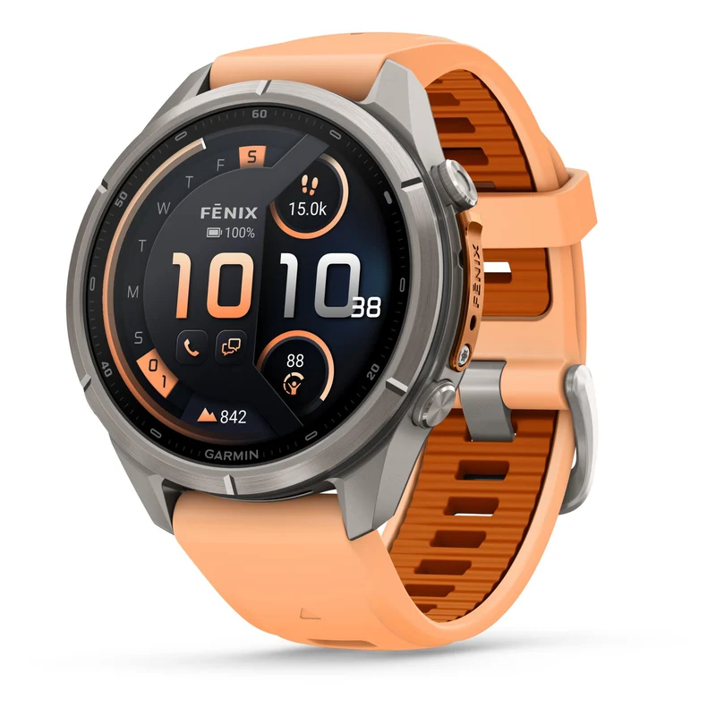 Garmin fenix 9 Pro InReach 43mm Titanium with Shell Pink/Autumn Orange Silicone Band