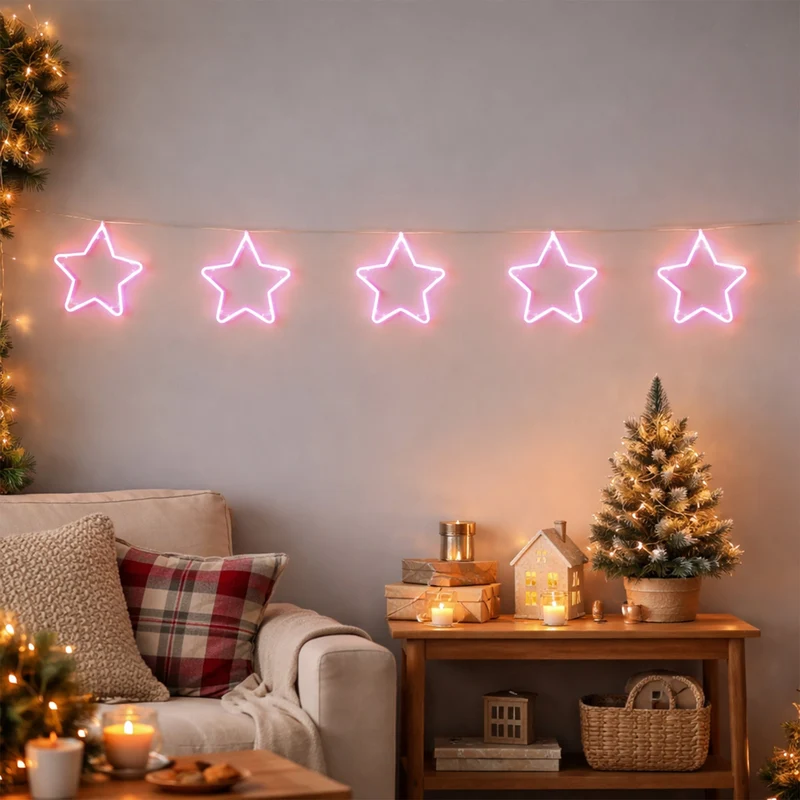 Lexi Lighting Set of 5 Neon Star - Pink