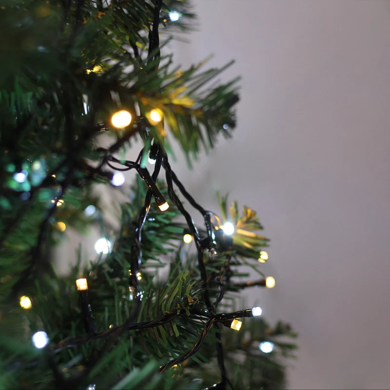 Lexi Lighting 400 Sparkle LED Connectable String Light - Black Cable - Warm White + White Flicker