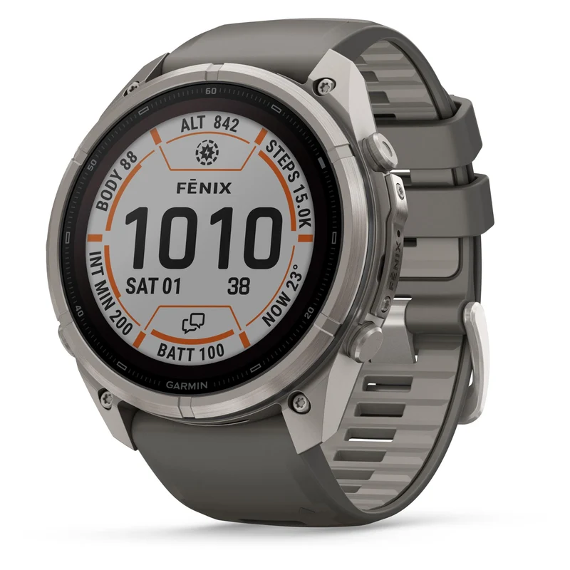 Garmin fenix 9 Pro inReach Solar 51mm Titanium with Pebble Grey Silicone Band