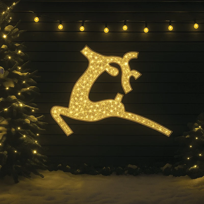 Lexi Lighting 2D 1.2M Mesh Flying Reindeer with twinkle LED - Warm White