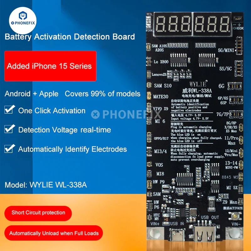 Carte d'activation de batterie WL-338A pour iPhone 6-15 Pro Max Android