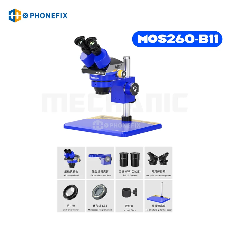 Microscope binoculaire trinoculaire stéréo MÉCANIQUE MOS300 6-45X