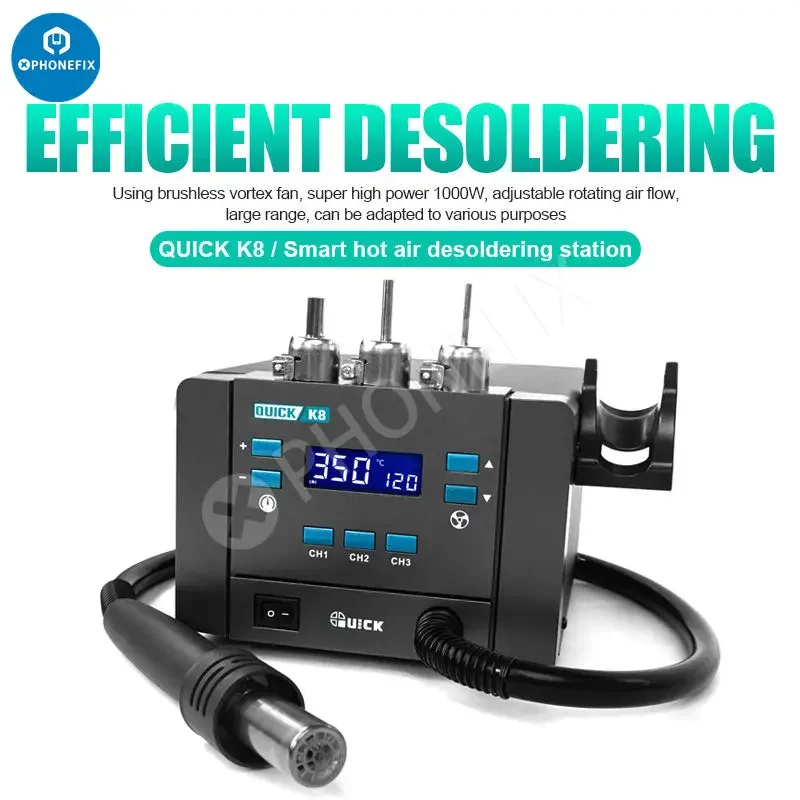 Station de dessoudage à air chaud intelligente sans plomb Quick K8 1000 W