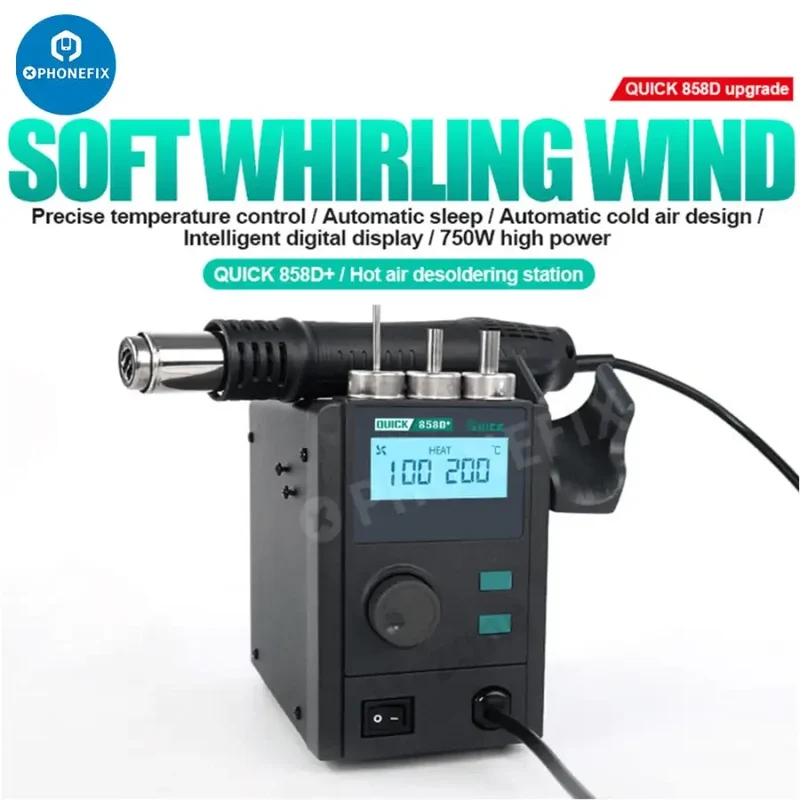Station de dessoudage sans plomb QUICK 858D+ avec pistolet à air chaud 750 W