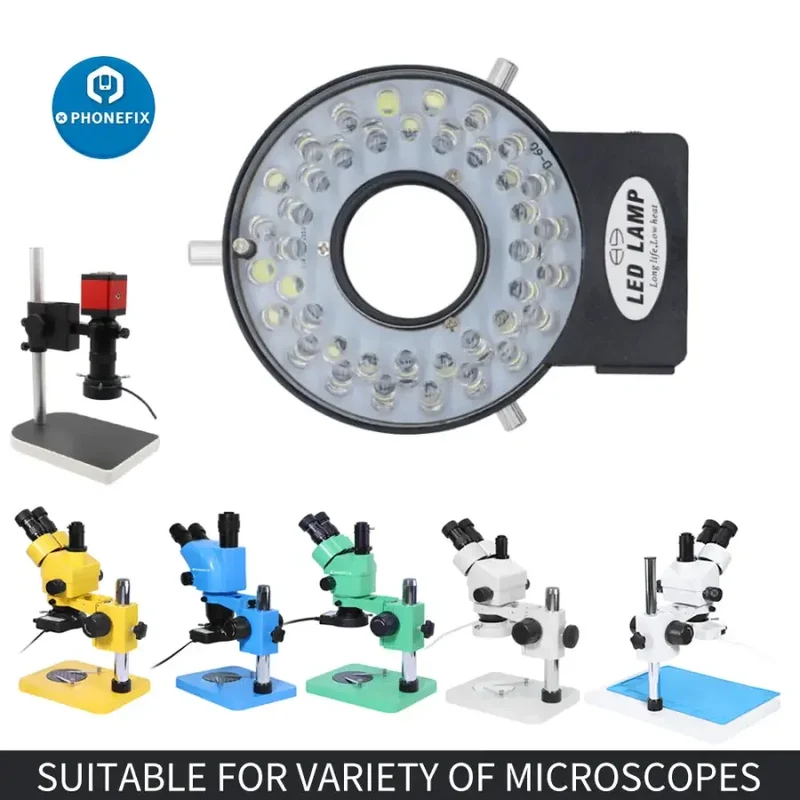 Lampe d'éclairage annulaire pour microscope 47 mm 40 LED pour caméra industrielle
