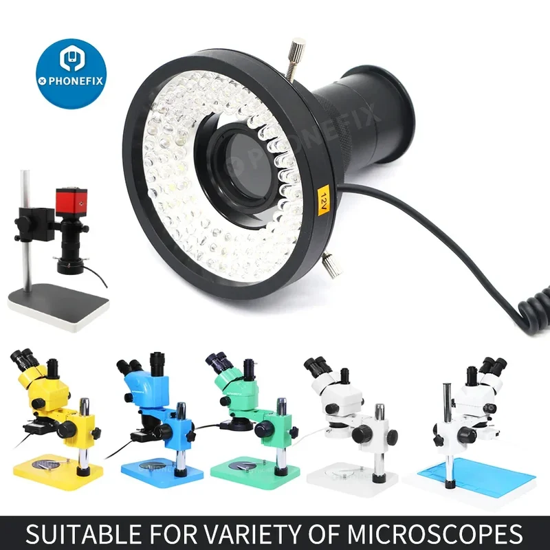Lampe annulaire de microscope à 96 LED avec éclairage latéral et adaptateur
