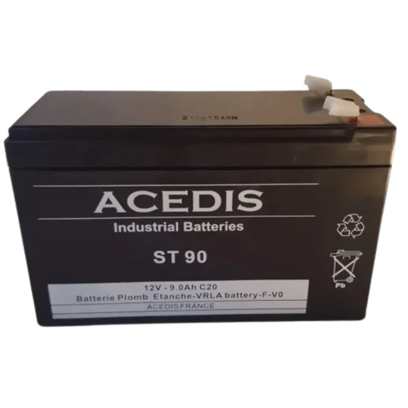 Batterie Plomb AGM ACEDIS ST90 12V 9Ah – Faston 6.35mm – Remplace NP7-12 / CP1270
