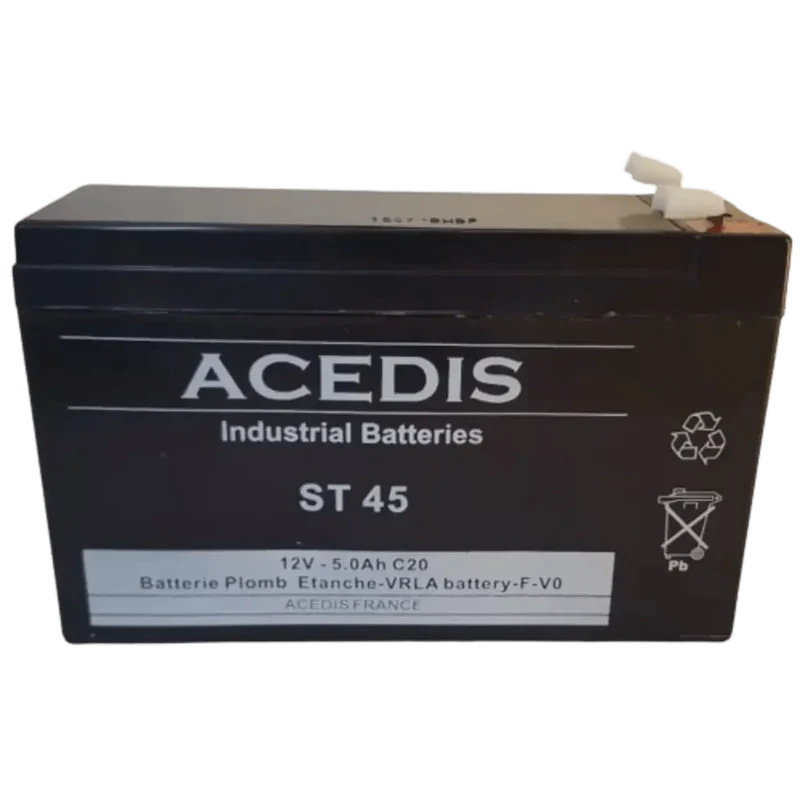 Batterie Plomb AGM ACEDIS ST45 12V 5Ah – Faston 6.35mm – Remplace NPW45-12L