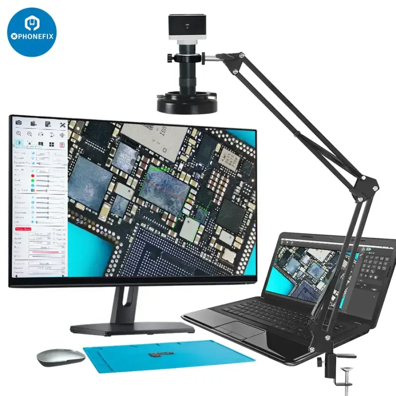 Kit de caméra industrielle pour microscope avec stockage sur disque U HDMI VGA et objectif 130X