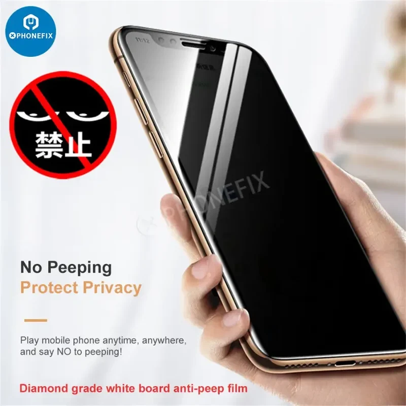 Film de confidentialité en verre trempé anti-espion pour iPhone 12-17 Pro Max