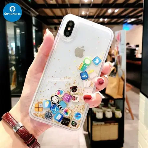 Coque arrière pailletée effet sable mouvant pour iPhone 7-16 Pro Max