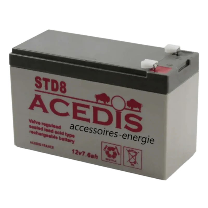 Batterie Plomb AGM ACEDIS STD8 12V 7.6Ah – VRLA Étanche Sans Entretien Faston