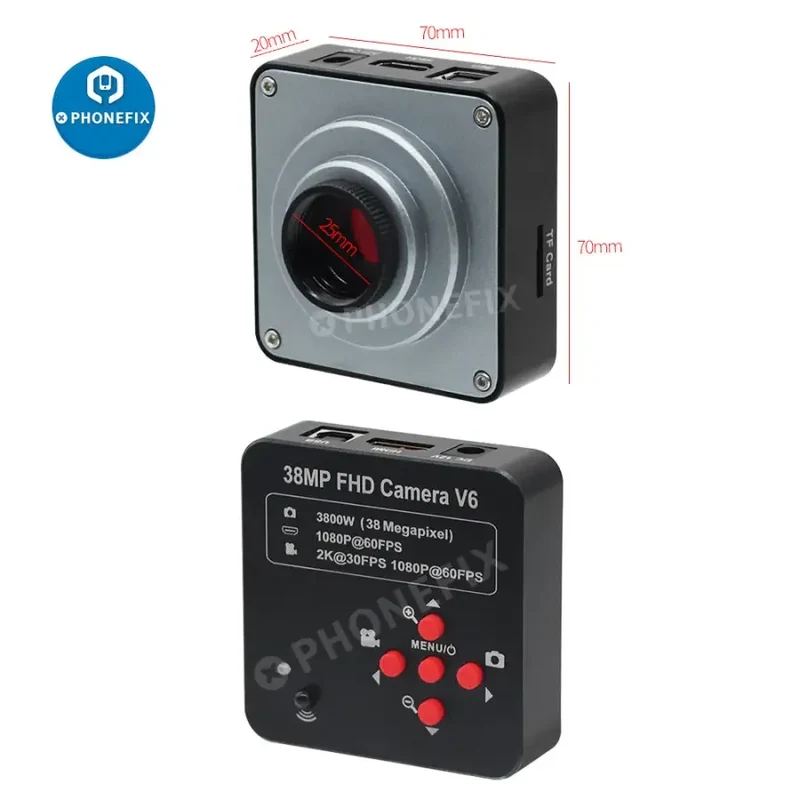 Caméra microscope USB HDMI 38 MP 1080P FHD, objectif 180X à monture C, éclairage