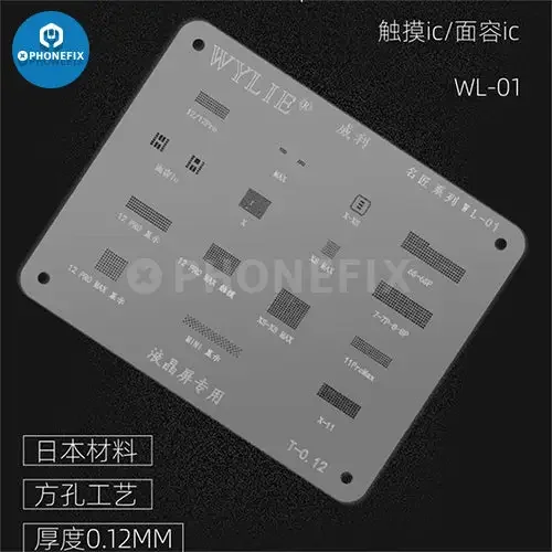 Pochoir de reballage WYLIE WL-15 pour circuit intégré LCD BGA pour iPhone 6S-12 Pro Max