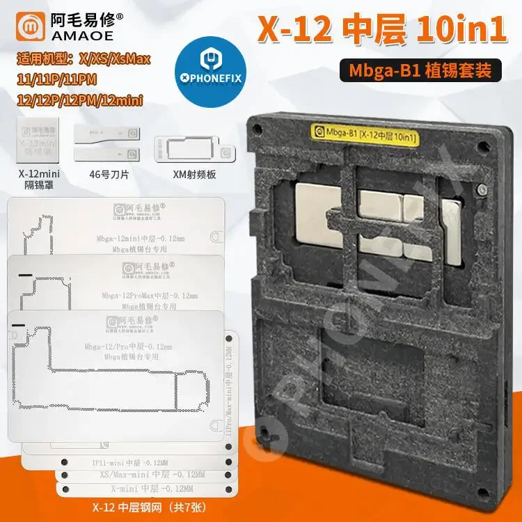 Plateforme de reballage de cadre central MBGA-B1 pour iPhone X-12 Pro Max