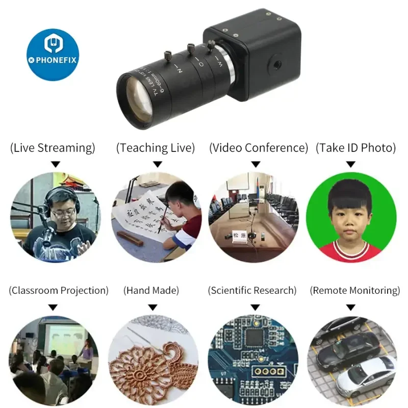 Caméra industrielle HDMI 6-60 mm F1.6, 2.0 MP, 60 images par seconde, 1080 p