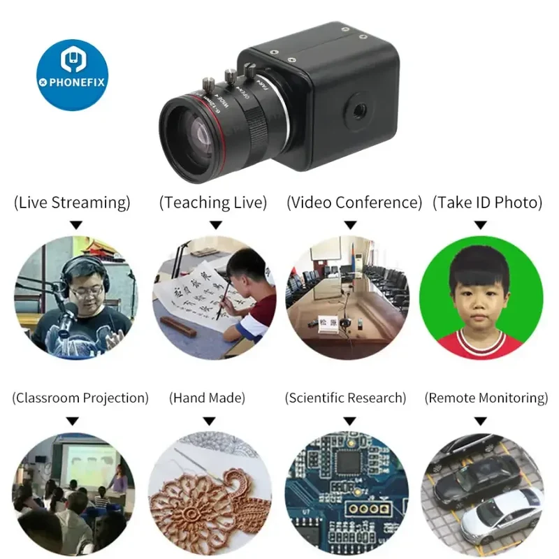 Caméra industrielle 2.0 MP 60 FPS, objectif 6-12 mm F1.6 pour sortie vidéo