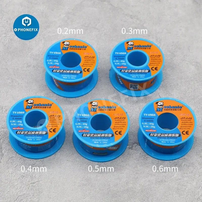 Fil à souder mécanique 0.2-0.8 mm pour réparation de soudure liquide à colophane BGA
