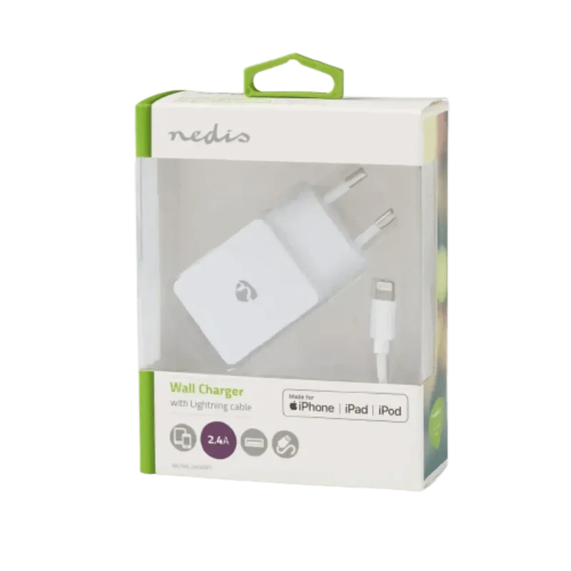 Chargeur Mural 2.4A + Câble Lightning Iphone 5, 6, 7 Se