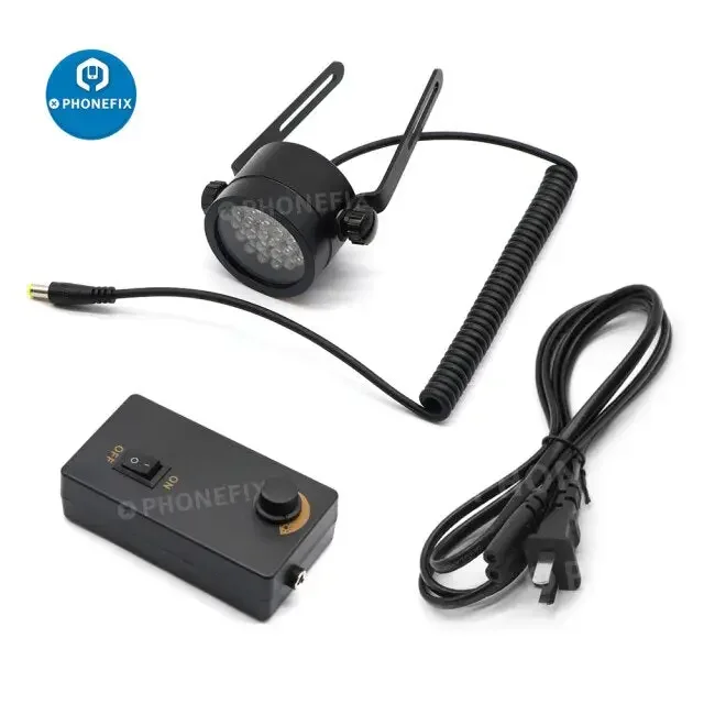 Illuminateur annulaire incliné à 28 LED, source de lumière oblique pour microscope stéréo