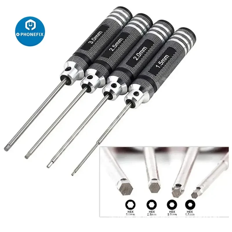 Kit de tournevis hexagonaux 0.9/1.27/1.3/1.5/2/2.5/3.0 mm pour réparation de drones RC