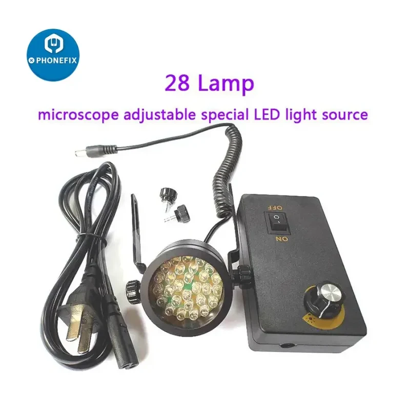 Lampe LED 28/56/140 pour microscope stéréo trinoculaire industriel à zoom