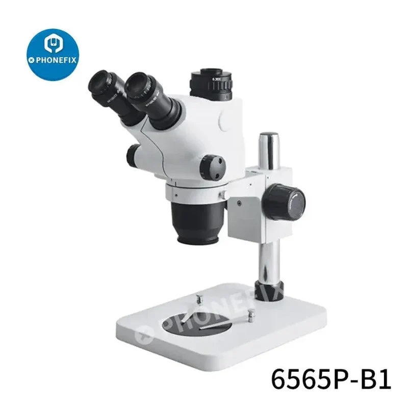 Microscope stéréo trinoculaire à zoom 6.5X-65X pour la réparation de soudures de circuits imprimés