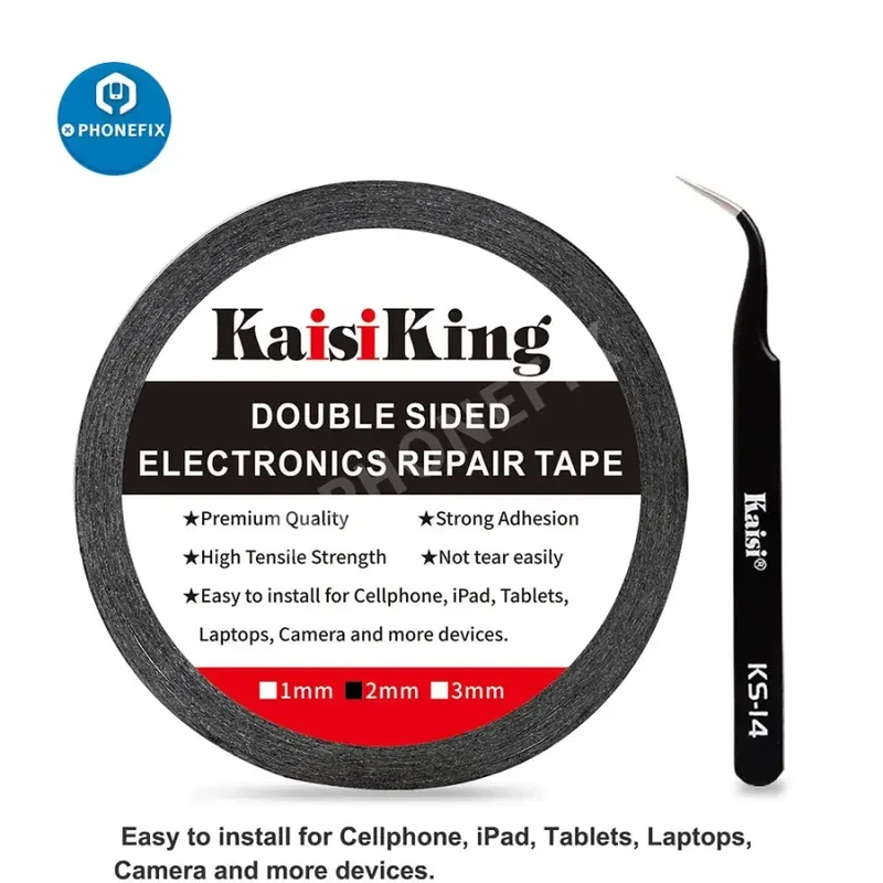 Ruban adhésif pour écran LCD de 2 mm avec pincettes pour réparation de téléphone et tablette