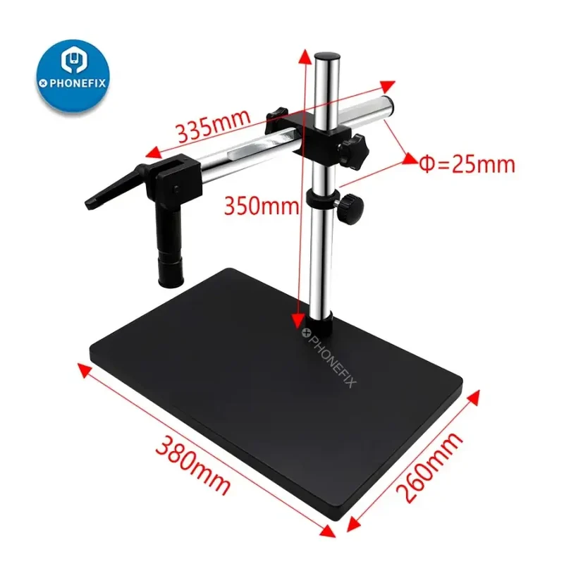 Plateforme de base pour microscope industriel avec support rotatif à double bras