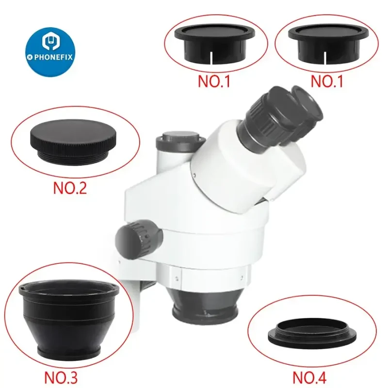 Pièces auxiliaires pour microscope stéréo industriel trinoculaire 7X-45X 3.5X-90X